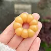 Pulsera de raíz de Bodhi de ajo amarillo cremoso más vendida para alivio del estrés, cuentas de raíz de Bodhi trenzadas a mano para inquietarse y alivio del estrés