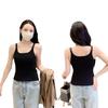 Chaleco fino de una pieza con doble tirante para el hombro, push up, soporte superior, otoño e invierno, cabestrillo con almohadilla para el pecho, chaleco de algodón de color sólido, ropa interior para mujer