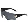 Nuevas gafas de sol sin marco de una pieza transfronterizas, gafas de sol decorativas con estrellas curvas de moda europea y americana, gafas para montar al aire libre