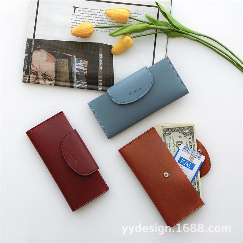 女士一体式长款双折双层PU 皮革钱包