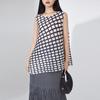 Traje de Verano para Mujer de Alta Gama Nueva Moda Camiseta Asimétrica con Degradado Falda Plisada Conjunto de Dos Piezas Miyake