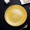 Plato de cristal estilo europeo para hotel, vajilla de banquete, sala de muestras, hogar, baño dorado, base de pavo real, fabricantes, venta al por mayor