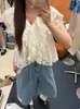 Elegante Blusa de Encaje con Lunares y Cuello en V Estilo Coreano Dongdaemun Dulce y Versátil Top Nueva Moda para Mujer