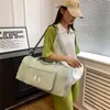 Bolsa de viaje corta tipo carrito, color liso, simple y ligera, bolsa para deportes al aire libre con compartimento para zapatos, bolsa plegable de almacenamiento para natación y fitness