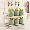 Juego de Frascos para Condimentos de Lujo Ligero, Caja de Almacenamiento de Botellas de Condimentos para el Hogar, Frasco de Cerámica para Aceite de Cocina, Frasco para Sal, Frasco para Chile