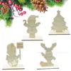 Decoraciones Navideñas Pintura Infantil Blanco Crudo DIY Tablero de Madera Inserto de Madera Papá Noel Adornos de Escritorio Venta al por Mayor