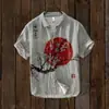 Venta Caliente Sudeste Asiático Estilo Retro Japonés Patrón de Flor de Ciruelo Estampado Camisa Hawaiana Ropa para Hombre Fábrica de Origen