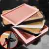 Bandeja de té rosa Bandeja melamina Bambú Bandeja de té Cuadrada simple Bandeja de secado y remojo Bambú Almacenamiento de agua Juego de té Kung Fu Bandeja de té