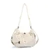 Bolsa transversal estilo casual preguiçoso transfronteiriça, bolsa mensageiro grande com cordão, bolsa de ombro de cor sólida estilo japonês para mulheres