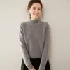 Outono e Inverno Malha Grossa de Caxemira com Gola Alta Meia Manga Moda Solta Quente Tamanho Grande Versátil Camisa de Base Tricotada