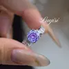 Anillo cepraiba octogonal rosa milenio al por mayor con incrustaciones de diamante de alto carbono anillo de diamante azul marino rosa