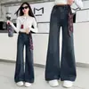 Pantalones Vaqueros Forrados de Polar para Niñas Otoño e Invierno Engrosados Micro-Campana Estilo Nuevo 2026 Pantalones de Polar de Una Pieza para Niños Medianos y Grandes Pantalones de Campana de Invierno