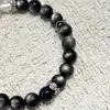 Qiao En Sensación Fresca Nuevo Estilo Chino Pulsera Pixiu de Obsidiana Plateada Cristal Blanco Unisex Estilo Hombres y Mujeres Pulsera Segura Venta al por Mayor