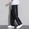 Pantalones casuales finos con forro polar, nueva marca de moda primavera/otoño, pierna recta holgada, deportivos, pierna ancha, versátiles, casuales, largos para hombre