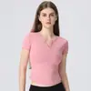 Top Deportivo Cruzado de Manga Corta para Mujer, Ajustado, Transpirable, de Secado Rápido, Alta Elasticidad, Cómoda Camiseta de Fitness para Correr