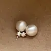 Pendientes de bola cepillada con diseño de nicho de aguja de plata S925 para mujer, temperamento fresco, pendientes mate esmerilados, pendientes de lujo ligero