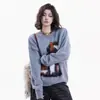 Suéter de Tricô Jacquard Cartoon Pony Estilo Retrô Americano para Homens e Mulheres, Novo Estilo Outono e Inverno, Pulôver Solto e Preguiçoso Estilo High Street