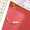 Nova pulseira chinesa de areias antigas de ouro, leve, luxuosa, com gotas de óleo, pulseira de flor de cerejeira rosa, pequena, longa duração, joias de alta qualidade