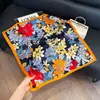 Pañuelo de Seda 70 Cuadrado Moda Coreana de Alta Gama Versátil Profesional Seda Sintética Pequeño Pañuelo de Cuello Estampado Retro Pañuelo de Seda para Mujer