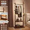Perchero de Madera Maciza de Pie para Dormitorio Uso en Casa Color Nogal Madera de Caucho Multifuncional Con Ruedas Móvil Almacenamiento Perchero para Colgar Ropa