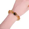 Piedra Ojo de Tigre Natural Cuentas de Cristal Torre Amarilla Cuentas Sueltas Pulsera de Cristal para Atraer Riqueza, Pulsera de Cristal de Cabello Dorado, Estilo Lujo Ligero de Cristal Amarillo
