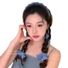 Faixa de cabelo de fita plissada azul jeans penteado trançado atmosférico acessório de cabelo para o dia a dia levantar a coroa modelar o formato do rosto menina delicada