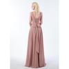 Vestido Feminino Amazon Ombro Decote V Chiffon Alça Madrinha Longo A-Bainha Saia Plissada Vestido Formal de Noite