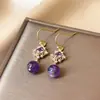 Brincos Modelo Novo 2026 Estilo Chinês Nacional, Ágata Amarela de Imitação, Brincos Elegantes Estilo Antigo com um Toque de Luxo