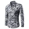 Camisa Masculina Fashionável Europeia e Americana de Tamanho Grande com Estampa Digital, Camisa Casual Digital com Estampa Vintage Transfronteiriça Masculina
