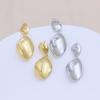 Pendientes de Plata S925 con Aguja de Oro de Color Real que Conserva el Color Pendientes de Estilo Minimalista Transfronterizos Europeos y Americanos Pendientes Ovalados Lisos de Onda Retorcida