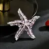 Broche de Estrella de Mar Rosa Dulce y Soñador Estilo Coreano, Pin Hueco de Moda de Alta Gama, Broche Totalmente Diamantado, Joyería Nueva