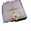 Venta al por mayor de fábrica Popular Colgante de Topacio Rosa Natural Plata S925 Incrustado Piedra Principal 5*5 Venta Directa de Fábrica de Joyería