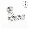 Brincos de Stud para Orelha Estilo Dente Longo em Liga de Titânio F136, Studs Finamente Esculpidos para Hélice da Orelha com Zircônia, Studs para Lábio, Joias para Piercing Corporal de Titânio G23