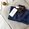 Camisa de Mezclilla para Niños Primavera y Otoño 2025 Niños y Niñas Estilo Japonés Marca de Moda Cuello Camisero Bloque de Color Top Chaqueta para Niños Pequeños