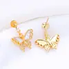 Arete de Mariposa con Chapado de Cobre Color Oro de 18 Quilates Retención de Color Nácar Base Vacía Moda Simple Exquisito Sentido del Diseño Juego de Accesorios