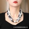 Nueva bufanda de seda con hebilla magnética y collar de perlas, elegante bufanda francesa larga con decoración para el cuello, bufanda protectora solar.
