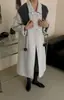 Casaco de cashmere dupla face para mulheres, novo estilo longo outono e inverno, gola boneca elegante, caimento solto com xale removível, casaco de lã