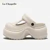 Sapatos Mary Jane La Chapelle 2026 Sandálias de Verão Tamanho Pequeno Estilo Doce para Uso ao Ar Livre Sapatos com Solado Grosso Aumentadores de Altura Estilo Combinando Pai e Filho