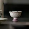 Taza de Cerámica Roja de Arcilla Pintada a Mano de Zorro de Nueve Colas de las Dinastías Tang y Song, Taza de Té de Boca de Flor de Pie Alto para Uso Doméstico, Taza de Degustación de Té