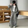 Conjunto de Roupa de Trabalho para Meninas 2026 Novo Estilo Primavera e Outono Design Americano de Nicho Calça Casual com Cordão Moletom Solto