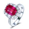 Nuevo Temperamento Princesa Cuadrado Rojo Sangre de Paloma Simulación Turmalina Roja Anillo Abierto para Mujer Moda Europea y Americana Anillo para Directo
