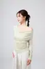 Blusa Gola Alta Emagrecedora Luchuan Outono/Inverno com Pregas Laterais na Cintura, Estilo Coreano Roupa de Yoga, Manga Longa Ombro Assimétrico Top de Yoga Suave para Mulheres