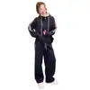 Conjunto deportivo casual hecho a medida para mujer, nueva colección de otoño, moderno y de corte holgado, efecto adelgazante, incluye sudadera con capucha y pantalones de pierna ancha, conjunto de dos piezas