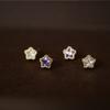 Aretes de Estrella de Cinco Puntas de Plata de Ley S925 Chapados en Oro de 14K Aretes Simples Ins para Mujer Aretes Nicho Pequeños y Exquisitos con Incrustaciones de Diamantes