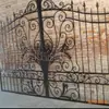 Suministro Directo de Puerta de Hierro Forjado Francés, Puerta Sólida Forjada de Protección para Casa de Metal, Empuje de Puerta de Hierro Forjado para Patio de Jardín