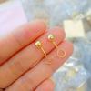 Brincos de gancho curvos com contas redondas e lisas de ouro areia vietnamita, brincos de latão banhados a ouro, contas de ouro lisas, brincos de temperamento da moda, joias femininas