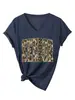 Amazon eBay site independente moda versátil feminina sênior 2027 camuflagem gola V manga curta camiseta camisa base