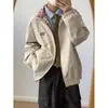 Chaqueta a cuadros reversible estilo americano para hombre y mujer, nueva chaqueta corta de trabajo holgada para primavera y otoño con cuello de solapa, chaqueta de pareja