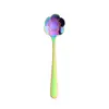 Colher de Café de Aço Inoxidável, Colher Flor com Formato Criativo, Colher de Café Colorida Banhada a Titânio, Colher de Sobremesa Fofa, Colher Pequena Ninho de Pássaro