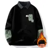 Envío transfronterizo disponible, grandes cantidades en stockSudadera gruesa tipo dos piezas falsas con forro de polar patchwork